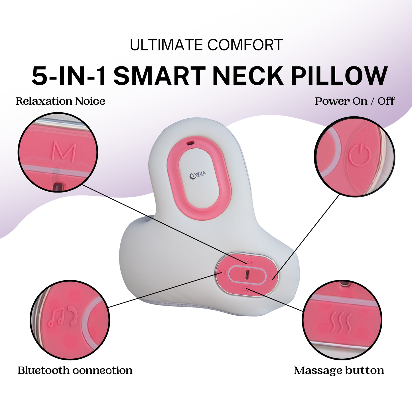 Twiia - 5-in-1 Smart Neck Pillow